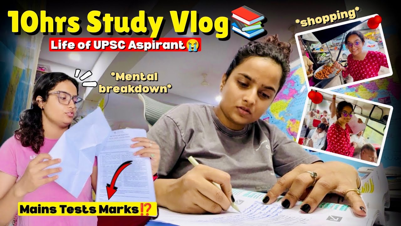 IAS Aspirants📚: 10hrs Study Vlog📝* My Mains test Copy😭*UPSC Hostel Life*