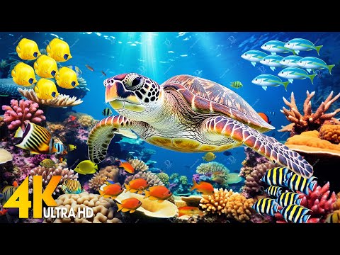 Under Red Sea 4K - Beautiful Coral Reef Fish in Aquarium, Relaxing Music Sleep - 4K Video UHD #142