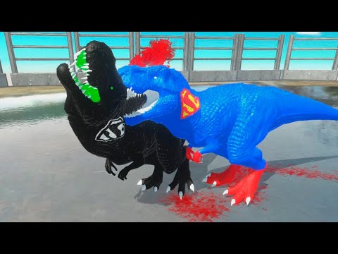🦸SUPERMAN vs DARK SUPERMAN T REX (1VS1) - Animal Revolt Battle Simulator