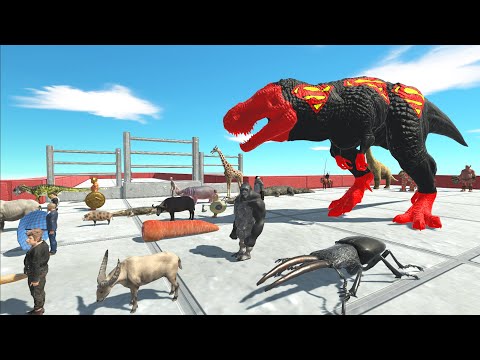 Race To Escape from Deadly SUPERMAN T-REX - Animal Revolt Battle Simulator