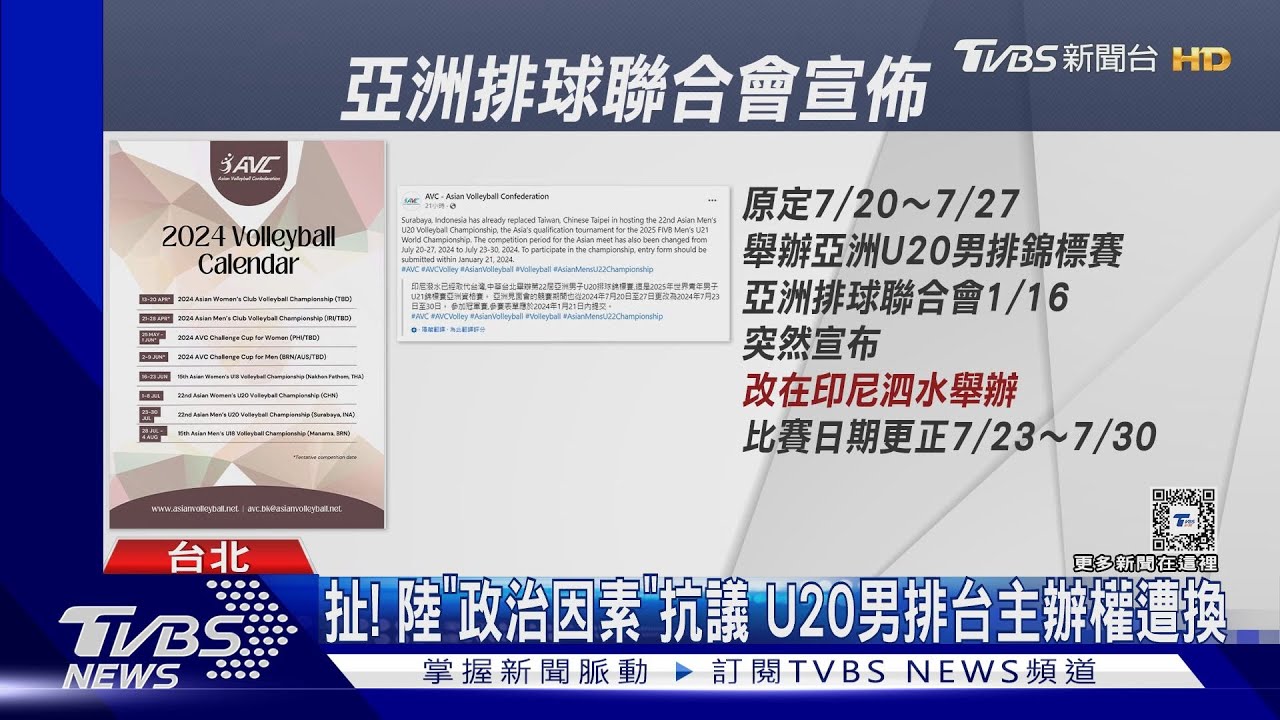 扯!陸「政治因素」抗議 U20男排台主辦權遭換