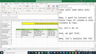 Convert multiple rows to columns & rows in Excel