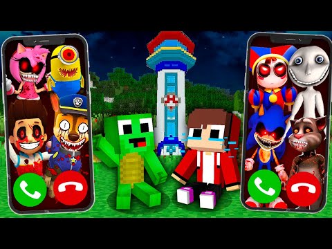 Scary MONSTERS Call to JJ and Mikey - Minecraft Maizen