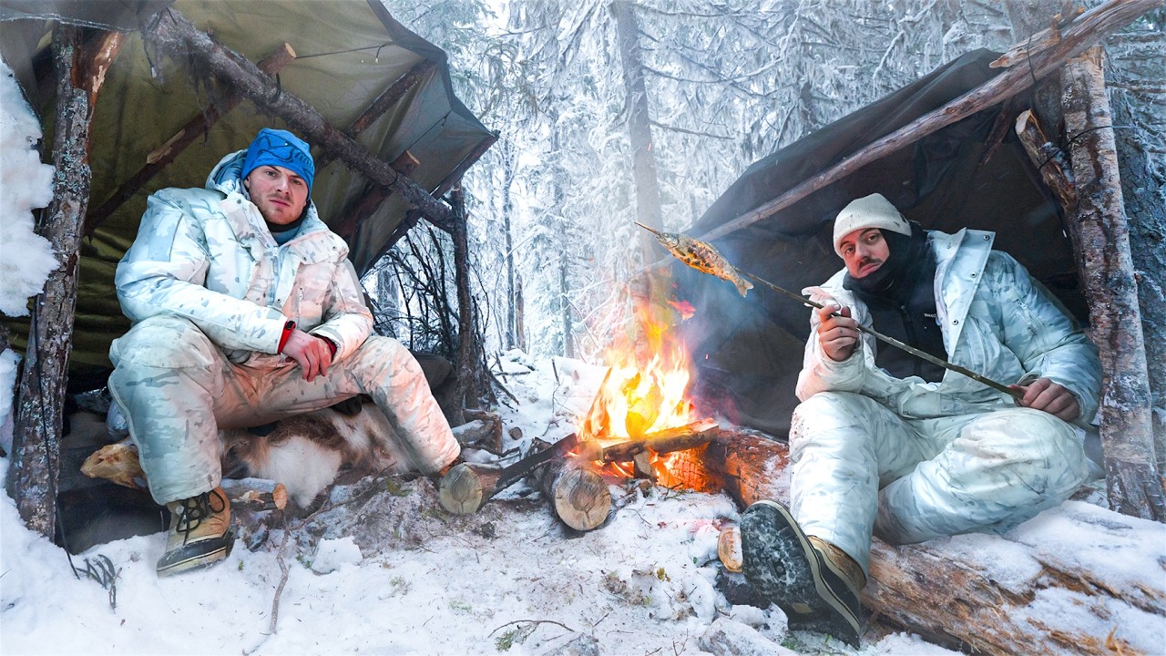 Selbstexperiment: Bei -30° Shelter bauen! Überleben wir die Nacht?