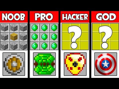 Minecraft Battle: SUPER SHIELD CRAFTING CHALLENGE - NOOB vs PRO vs HACKER vs GOD - Animation