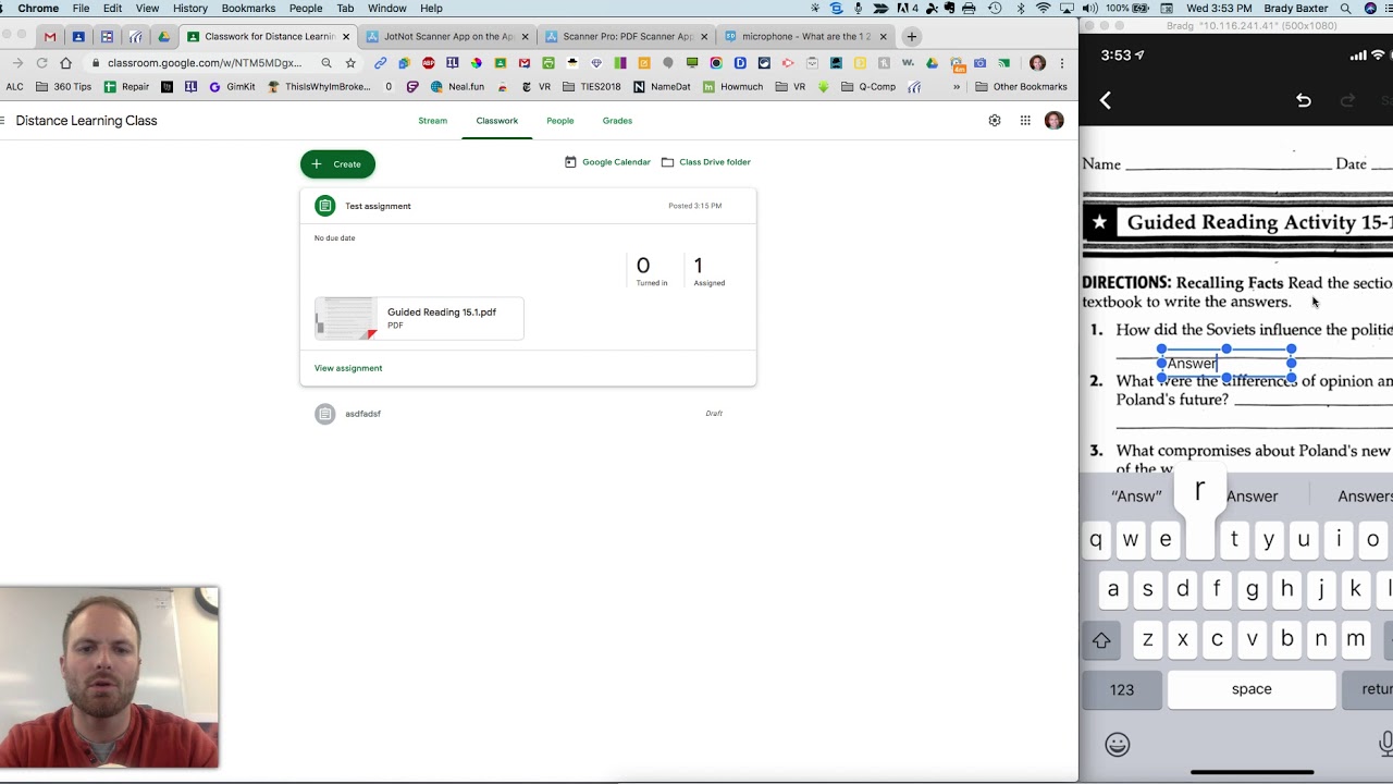 How to Complete a PDF Worksheet in the Google Classroom App on your Phone
