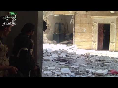 عملية تسلل وتفجير أحد المباني التي يتمركز فيها عناصر النظام في حي العامرية في مدينة حلب من قبل ألوية صقور الإسلام
