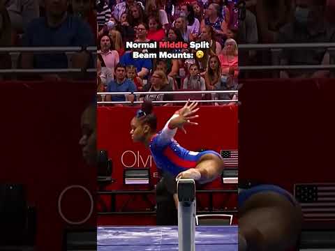 The balance is actually crazy to jump into it🤯 #gymnastics #beam #mount #sports #splits