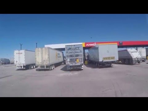 Fueling a diesel motorhome at a truck stop