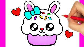 COMO DIBUJAR UN CUPCAKE - COMO DIBUJAR UN PASTEL KAWAII - COMO  DIBUJAR UN DULCE KAWAII