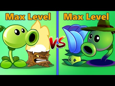 Plants Vs. Zombies 2 Peashooter + Torchwood Vs. Shadow Pea + Moonflower Max Level PVZ 2