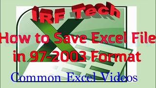 How to Save Excel File in 97 2003 Format