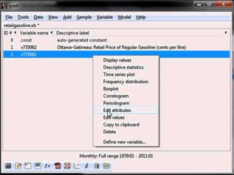 Introduction to gretl (Video 1 of 7 in the gretl Instructional Video Series)