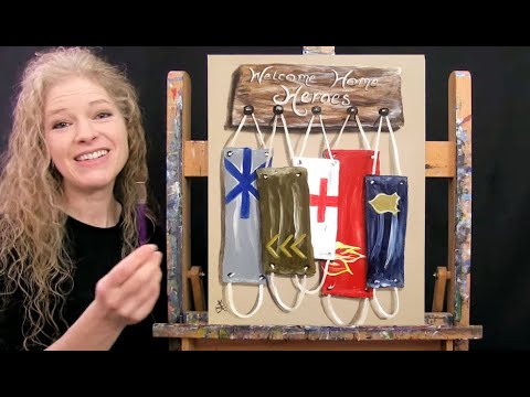 Learn How to Paint "WELCOME HOME HEROES" with Acrylic - Paint & Sip at Home - Step by Step Tutorial