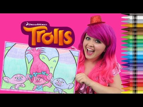 Coloring Trolls Poppy, Satin & Chenille GIANT Coloring Page Crayons | COLORING WITH KiMMi THE CLOWN Video