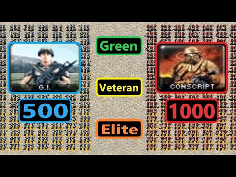 Conscripts vs Gi's - All Veterancy - Red Alert 2