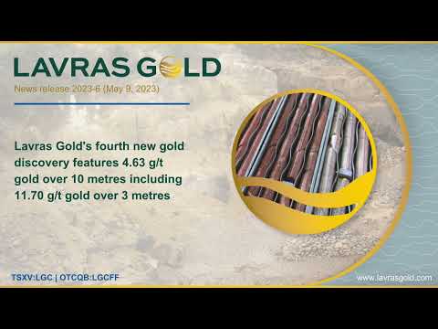 NR 2023-6: Lavras Gold’s fourth new gold discovery features 4.63 g/t gold over 10 metres (5/9/2023)