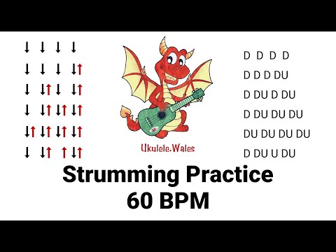 Ukulele Strum Practice 60BPM With Drum Beats - Easy Strumming Patterns