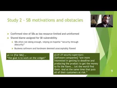 USENIX Security '21 - Security Obstacles and Motivations for Small Businesses from a CISO's...