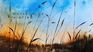 Easy Watercolor Sunset Painting for Beginners | Relax and Paint With Me