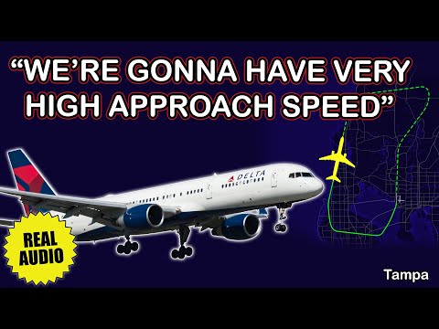Flaps asymmetry. Very high approach speed | Delta Boeing 757-200 | Tampa, Real ATC