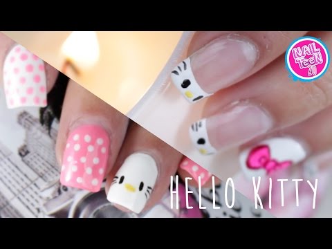 Hello Kitty Nail Art Tutorial / 2 Diseños