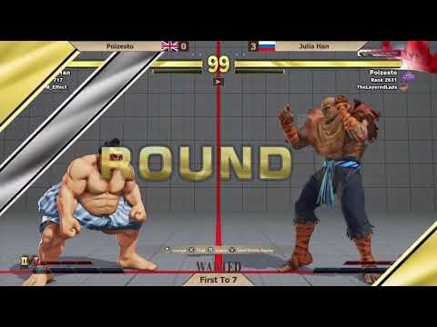 THE SUMO POWER! Julia Han (E.Honda) vs Poizesto (plenty of characters lol) FT7FT5 - WANTED SFV EP38