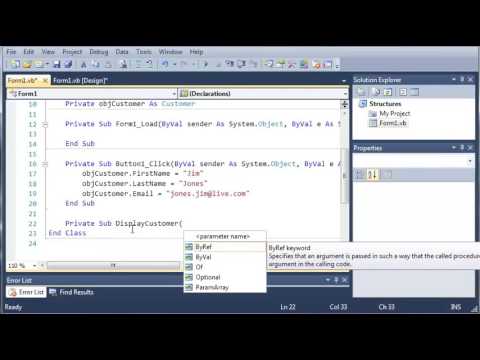 Visual Basic Tutorial 69 More On Structures