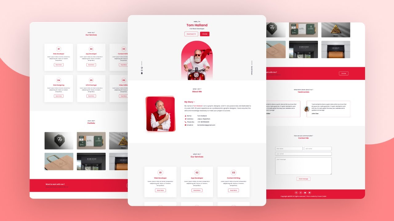 Responsive Portfolio Website Using Html Css & JavaScript | Crown Coder