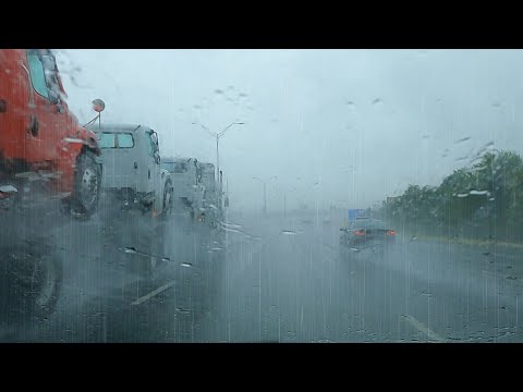 I DROVE Through HEAVY RAIN for Your Sleep and Relaxation Ride Along in Torrential Rain and Traffic