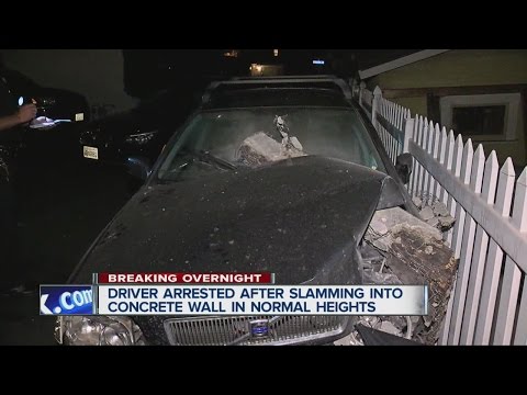 Driver slams into concrete wall in Normal Heights, arrested