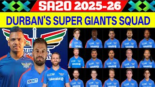 Betway SA 20 2025/26 | Durban's Super Giants squad | SA 20 Dsg Official Squad | 