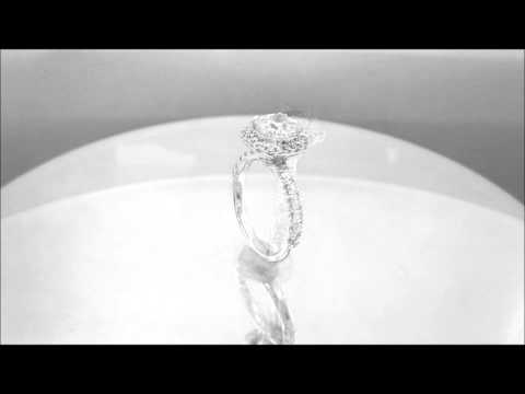 14K WHITE GOLD CUSHION CUT DIAMOND ENGAGEMENT RING ART DECO HALO 2.35CTW - KNR INC - 417