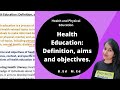 Health Education Definition Aims And Objectives Health And Physical Education
