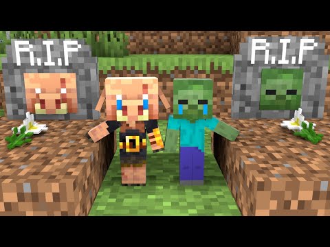 Baby Piglin Brute and Baby Zombie Sad Story - Minecraft Animation