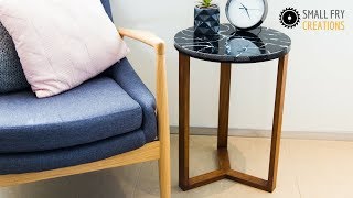 DIY | Side table with marble resin effect.