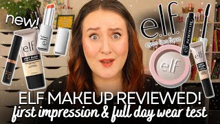 *NEW* ELF COSMETICS FULL DAY WEAR TEST REVIEW! Soft Glam Concealer, Eyeshadow Stick & MORE Makeup!