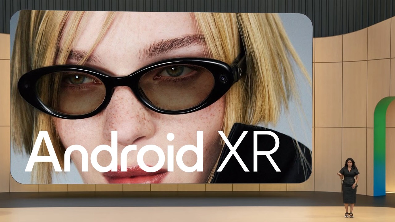 Google I/O 2026 live stage demo of the Warby Parker and Gentle Monster Android XR smart glasses