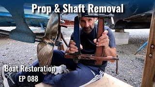 Propeller removal, Prop shaft removal, &amp; propeller shaft coupling removal - Boat Restoration EP088