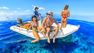 Underwater Hunting For Food In Deep Remote Ocean