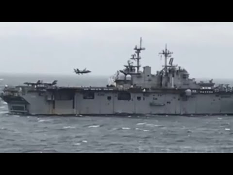 Stealth Fighter: F-35B Vertical Hover Landing and Takeoff from Aircraft Carrier