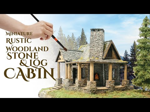 Miniature Rustic Woodland Stone & Log Cabin