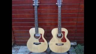 Video thumbnail for Guild Jumbo Junior vs Taylor GS Mini Guitar Review by DrRhythm1967
