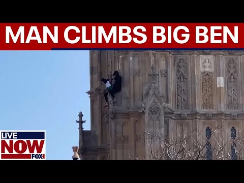Video | BREAKING: Barefoot man climbs London's Big Ben carrying Palestine flag