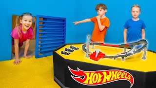 Amazing Cardboard Racing Arena with Secret Tunnels & Other Adventures for Kids