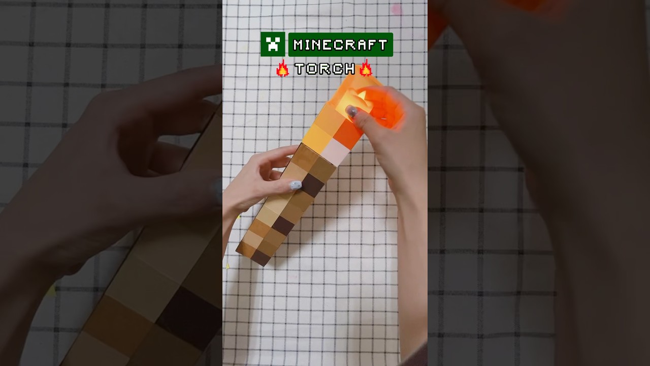 DIY Minecraft Torch🔥gift idea🎁How to make a Torch light✂️ #minecraft #shorts #papercraft #diy #art