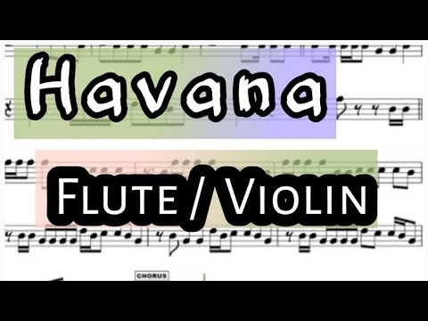 Havana I Flute or Violin Sheet Music Backing Track Play Along Partitura I Camila Cabello