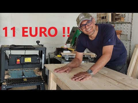 11 EURO I BUILD A FIR WOOD TABLE WITH A VEVOR BENCH PLANER AND USED CONSTRUCTION SITE BOARDS