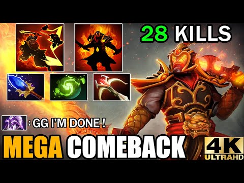 Crazy Build Scepter + Refresher Ember Spirit 28 Kills Unstoppable - Epic Mega Comeback 7.30 Dota 2