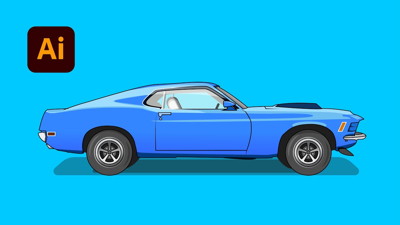 Classic Car Vector Flat design Illustration - Adobe Illustrator Tutorial